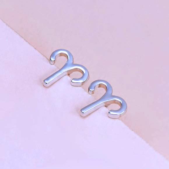 ARIES Zodiac Silvertone Stud Earrings - Picture 3 of 4